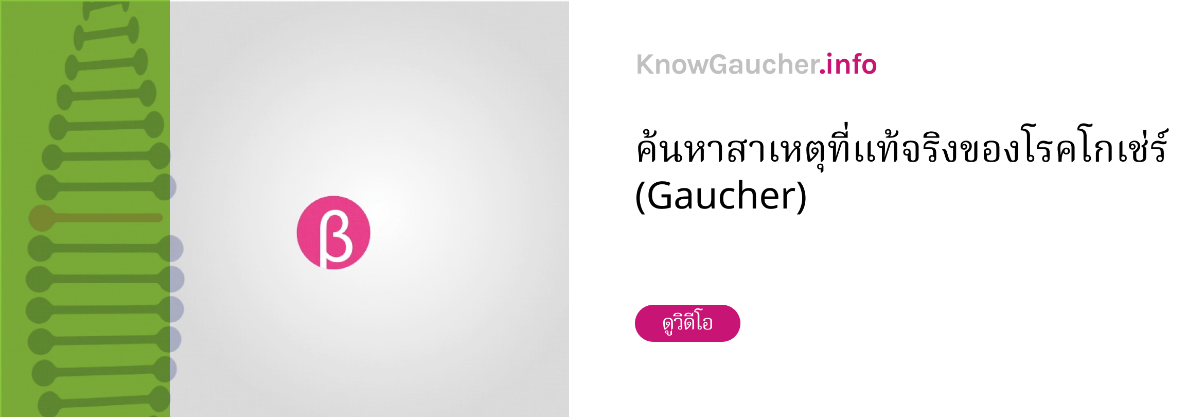 ค้นหาสาเหตุที่แท้จริงของโรคโกเช่ร์ (Gaucher) ดูวิดีโอ